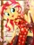 Size: 1800x2397 | Tagged: safe, artist:artmlpk, derpibooru import, sunset shimmer, equestria girls, adorable face, adorasexy, adorkable, bare chest, beautiful, button, cherry, cherry blossoms, chinese, clothes, curtains, cute, dork, dress, female, flower, flower blossom, food, hips, image, jpeg, lens flare, looking at you, moon runes, open mouth, plant, red dress, sexy, smiley face, smiling, smiling at you, socks, solo, thigh, thigh highs, thighs, tree, watermark