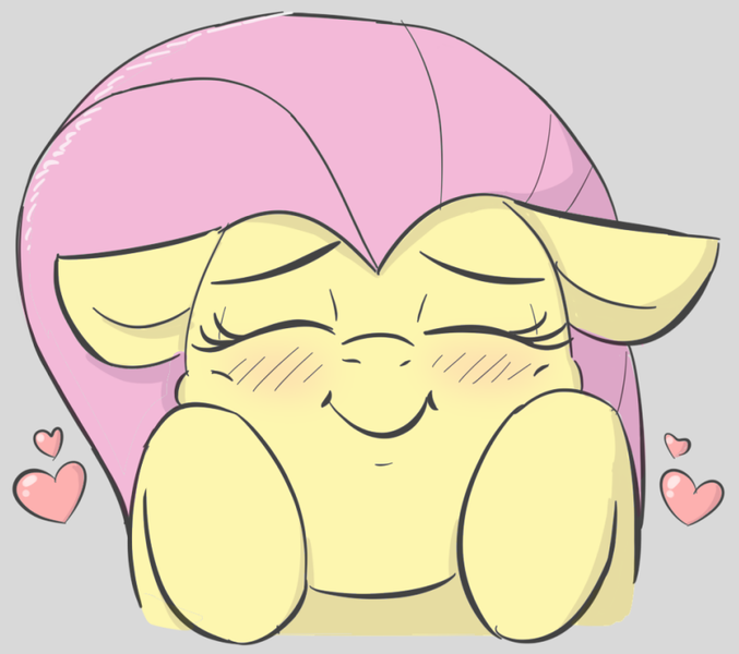 Size: 834x739 | Tagged: safe, artist:heretichesh, derpibooru import, fluttershy, pegasus, pony, blushing, cute, eyes closed, female, floppy ears, heart, hooves up, shyabetes, sketch, smiling, solo