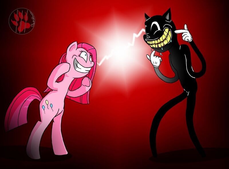 Size: 1024x755 | Tagged: safe, artist:darkprinceismyname, derpibooru import, pinkie pie, cartoon cat, pinkamena diane pie, this will end in cupcakes, this will end in death, trevor henderson