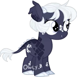 Size: 782x775 | Tagged: safe, artist:owl-clockwork, derpibooru import, oc, dracony, dragon, hybrid, pony, female, magical lesbian spawn, offspring, parent:princess ember, parent:princess luna, simple background, solo, transparent background