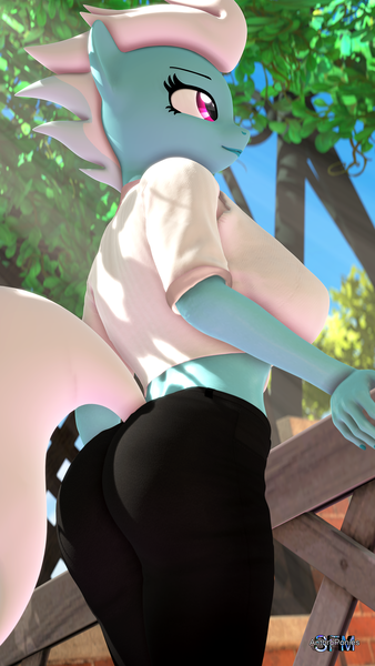 Size: 1080x1920 | Tagged: 3d, anthro, artist:anthroponiessfm, breasts, busty fleetfoot, butt, casual, clothes, derpibooru import, female, fleetfoot, pants, shirt, source filmmaker, suggestive, wingless, wingless anthro, yoga pants