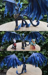 Size: 1280x1990 | Tagged: safe, artist:prototypespacemonkey, derpibooru import, oc, oc:leyna, oc:shadow fire, ponified, alicorn, pony, alicorn oc, craft, dragon wings, figurine, horn, sculpture, w.d. gaster, wings