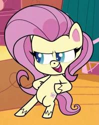 Size: 665x838 | Tagged: safe, derpibooru import, screencap, fluttershy, pony, my little pony: pony life, spoiler:pony life s01e20, spoiler:pony life s01e34, bipedal, cropped, female, hooves on hips, open mouth, proud, sassy, sassyshy, solo, the 5 habits of highly effective ponies