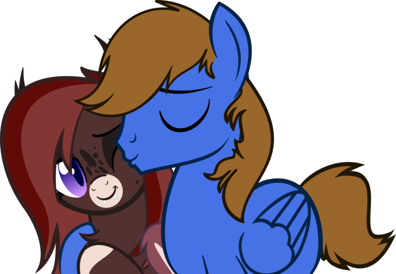 Size: 2420x1673 | Tagged: safe, artist:maikatystar, derpibooru import, oc, oc:ekko key, oc:gamelink reviews, bat pony, pegasus, pony, female, kissing, male, mare, simple background, stallion, transparent background