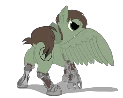 Size: 3681x2944 | Tagged: safe, artist:capt-sierrasparx, derpibooru import, edit, oc, oc:grounder, unofficial characters only, cyborg, pegasus, pony, fallout equestria, amputee, brand, dashite, dashite brand, fallout, female, foe adventures, mare, raised tail, simple background, solo, tail, talons, transparent, transparent background, wings