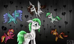 Size: 854x512 | Tagged: safe, artist:dreamyskies, derpibooru import, oc, oc:aquashock, oc:dreamer skies, unofficial characters only, alicorn, earth pony, pegasus, abstract background, alicorn oc, alone, broken hearts, crying, dark background, depression, earth pony oc, female, forever alone, heart, horn, lonely, male, meme, pegasus oc, relationship, relationships, sad, signature, tears of pain, teary eyes, wings