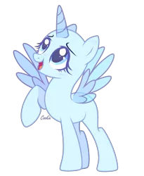 Size: 1920x2342 | Tagged: safe, artist:lazuli, derpibooru import, oc, unofficial characters only, alicorn, pony, alicorn oc, bald, base, eyelashes, horn, looking up, open mouth, raised hoof, simple background, smiling, solo, transparent background, wings