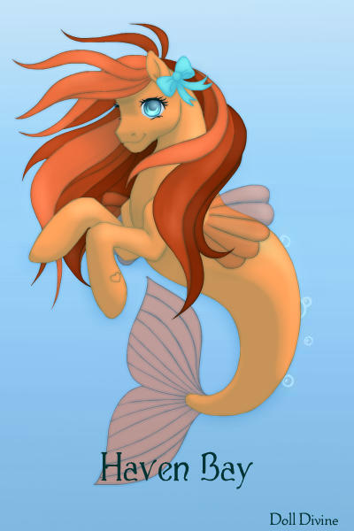 Size: 400x600 | Tagged: safe, artist:katmares, derpibooru import, haven bay, seapony (g4), bow, hair bow, solo