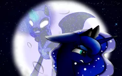 Size: 3098x1936 | Tagged: safe, artist:singalek-onyoutube, derpibooru import, nightmare moon, princess luna, alicorn, moon, sad, wallpaper