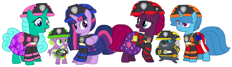 Size: 2182x638 | Tagged: safe, artist:徐詩珮, derpibooru import, fizzlepop berrytwist, glitter drops, grubber, spike, spring rain, tempest shadow, twilight sparkle, twilight sparkle (alicorn), alicorn, dragon, pony, unicorn, series:sprglitemplight diary, series:sprglitemplight life jacket days, series:springshadowdrops diary, series:springshadowdrops life jacket days, my little pony: the movie, the point of no return, alternate universe, bisexual, broken horn, chase (paw patrol), clothes, cute, female, glitterbetes, glitterlight, glittershadow, horn, lesbian, lifeguard, lifeguard spring rain, male, mare, marshall (paw patrol), paw patrol, polyamory, rocky (paw patrol), rubble (paw patrol), shipping, simple background, skye (paw patrol), sprglitemplight, springbetes, springdrops, springlight, springshadow, springshadowdrops, tempestbetes, tempestlight, transparent background, ultimate rescue, vector, winged spike, zuma (paw patrol)
