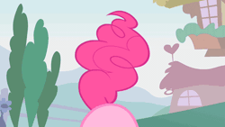Size: 500x281 | Tagged: safe, derpibooru import, screencap, pinkie pie, earth pony, pony, feeling pinkie keen, animated, balloonbutt, butt, female, gif, mare, plot, solo, tail, twitchy tail