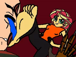 Size: 640x480 | Tagged: suggestive, artist:thatradhedgehog, derpibooru import, sunset shimmer, equestria girls, crying, feet, feet on face, fetish, foot fetish, freddy krueger, image, jpeg, nightmare on elm street