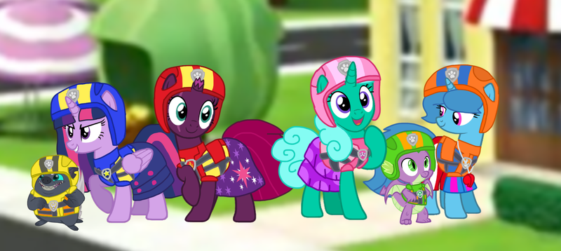 Size: 2084x933 | Tagged: safe, artist:徐詩珮, derpibooru import, fizzlepop berrytwist, glitter drops, grubber, spike, spring rain, tempest shadow, twilight sparkle, twilight sparkle (alicorn), alicorn, dragon, pony, unicorn, series:sprglitemplight diary, series:sprglitemplight life jacket days, series:springshadowdrops diary, series:springshadowdrops life jacket days, my little pony: the movie, the point of no return, alternate universe, bisexual, broken horn, chase (paw patrol), clothes, cute, female, glitterbetes, glitterlight, glittershadow, horn, lesbian, lifeguard, lifeguard spring rain, male, mare, marshall (paw patrol), paw patrol, polyamory, rocky (paw patrol), rubble (paw patrol), shipping, skye (paw patrol), sprglitemplight, springbetes, springdrops, springlight, springshadow, springshadowdrops, tempestbetes, tempestlight, ultimate rescue, winged spike, zuma (paw patrol)