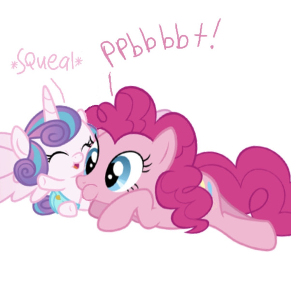 Size: 824x821 | Tagged: safe, artist:princessdestiny200i, derpibooru import, pinkie pie, princess flurry heart, alicorn, earth pony, pony, auntie pinkie pie, baby, baby pony, belly tickling, cute, diaper, diapinkes, female, filly, flurrybetes, laughing, mare, open mouth, raspberry, simple background, tickle torture, tickling, tongue out, tummy buzz, weapons-grade cute, white background