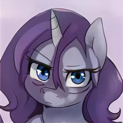 Size: 1024x1024 | Tagged: safe, artist:thisponydoesnotexist, derpibooru import, machine learning generated, oc, oc:jubilant, pony, unicorn, bags under eyes, blue eyes, done with your shit, female, glare, grumpy, image, jpeg, mare, neural network, not happy, this will end in pain and/or death, tired, unamused