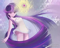 Size: 2952x2362 | Tagged: safe, artist:玉仔仔, derpibooru import, twilight sparkle, human, bare shoulders, clothes, cute, dress, female, horn, horned humanization, humanized, looking at you, solo, tailed humanization