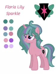 Size: 1268x1690 | Tagged: safe, artist:stellamoonshine, derpibooru import, oc, oc:floria lily, pony, unicorn, female, mare, offspring, parent:timber spruce, parent:twilight sparkle, parents:timbertwi, reference sheet, solo