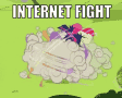 Size: 112x90 | Tagged: safe, derpibooru import, lesson zero, animated, ball of violence, caption, fight, gif, gif for breezies, image macro, internet, internet fight, picture for breezies, text