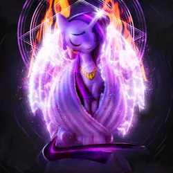 Size: 3330x3330 | Tagged: safe, artist:nicolaykoriagin, derpibooru import, twilight sparkle, twilight sparkle (alicorn), alicorn, pony, female, magic, solo