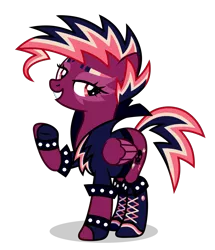 Size: 1854x2160 | Tagged: safe, artist:oyks, derpibooru import, oc, oc:thunderstruck, unofficial characters only, pegasus, clothes, mane, nose piercing, pegasus oc, piercing, punk, simple background, solo, transparent background, wings