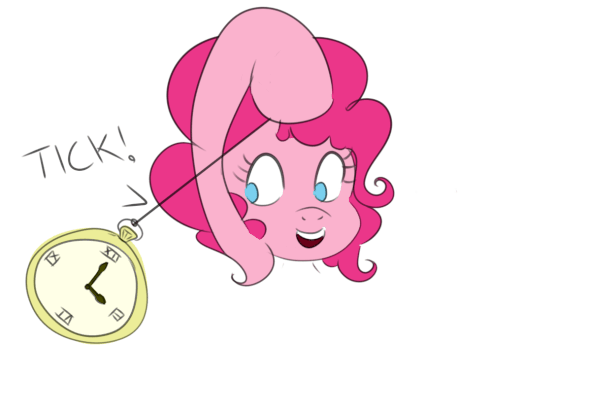 Size: 591x410 | Tagged: safe, artist:nedemai, derpibooru import, pinkie pie, earth pony, animated, female, gif, pendulum swing, pocket watch, solo