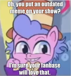 Size: 730x780 | Tagged: safe, derpibooru import, edit, edited screencap, screencap, ponified, pony, my little pony: pony life, one click wonder, spoiler:pony life s01e17, spoiler:pony life s01e28, caption, condescending wonka, cropped, grammar error, image macro, meme, op is a duck, op is trying to start shit, op is trying to start shit so badly that it's kinda funny, ponified meme, sarcasm, text, willy wonka, willy wonka and the chocolate factory