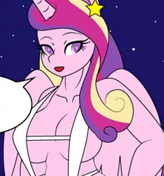 Size: 1214x1305 | Tagged: absolute cleavage, anthro, artist:dekomaru, bikini, breasts, busty princess cadance, cleavage, clothes, comic, comic:the hot room 3, cropped, derpibooru import, edit, female, princess cadance, sling bikini, solo, solo female, suggestive, swimsuit, unguligrade anthro