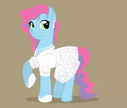 Size: 900x766 | Tagged: safe, alternate version, artist:askmerriweatherauthor, derpibooru import, oc, oc:tootie frootie, pegasus, pony, clothes, dress, jewelry, necklace, pearl necklace, solo