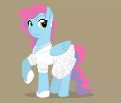 Size: 900x766 | Tagged: safe, alternate version, artist:askmerriweatherauthor, derpibooru import, oc, oc:tootie frootie, pegasus, pony, clothes, dress, jewelry, necklace, pearl necklace, solo