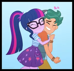 Size: 2499x2403 | Tagged: safe, artist:cxpcakes, derpibooru import, sci-twi, timber spruce, twilight sparkle, equestria girls, equestria girls series, adorable face, adorkable, cute, digital art, dork, eyes closed, female, glasses, love, male, ponytail, shipping, show accurate, smiley face, smiling, straight, timberbetes, timbertwi, twiabetes, watermark