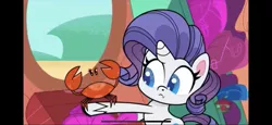 Size: 2436x1125 | Tagged: safe, derpibooru import, screencap, rarity, crab, pony, unicorn, my little pony: pony life, pony surfin' safari, spoiler:pony life s01e14, spoiler:pony life s01e22