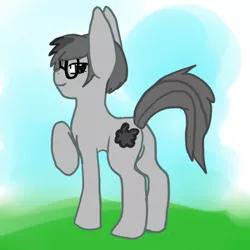 Size: 512x512 | Tagged: safe, artist:demonnyuu, derpibooru import, oc, unofficial characters only, earth pony, pony, butt, commission, cutie mark, digital art, glasses, looking at you, looking back, looking back at you, plot, tail