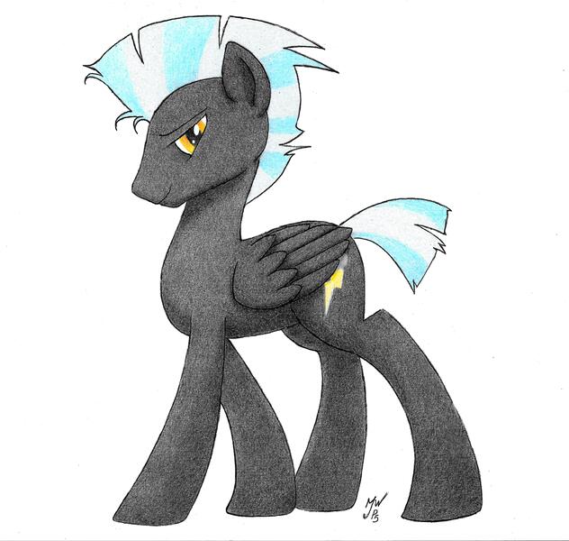 Size: 5244x4980 | Tagged: safe, artist:philo5, derpibooru import, thunderlane, pegasus, pony, looking at you, male, solo, stallion, traditional art