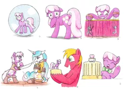 Size: 6560x4728 | Tagged: safe, artist:philo5, derpibooru import, big macintosh, cheerilee, diamond tiara, princess celestia, silver spoon, alicorn, earth pony, pony, blade, bondage, bowtie, bubble, butt, cash register, dance puppets dance, eyes closed, figurine, flowerbutt, grin, hoof over mouth, horn, horn ring, jewelry, magic suppression, mutiny, puppet, puppet strings, puppeteer, ring, rope, rope bondage, smiling, souvenir, sphere, tied up, waving, wide eyes