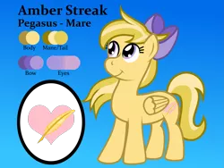 Size: 2133x1600 | Tagged: safe, artist:bryastar, derpibooru import, oc, oc:amber streak, unofficial characters only, pegasus, pony, bow, female, mare, reference sheet