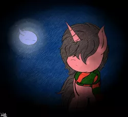 Size: 2190x2009 | Tagged: safe, artist:drawalaverr, derpibooru import, oc, unofficial characters only, pony, unicorn, dark background, female, mare, smiling, solo