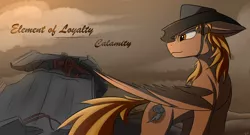 Size: 2362x1275 | Tagged: safe, artist:lth935, derpibooru import, oc, oc:calamity, unofficial characters only, pegasus, pony, fallout equestria, dashite, male, solo, stallion, wasteland