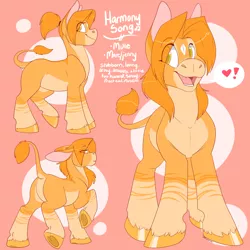 Size: 2000x2000 | Tagged: safe, artist:onecoolmule, derpibooru import, oc, oc:harmony song, donkey, hybrid, mule, pony, alternate hairstyle, featureless crotch, female, frog (hoof), happy, jenny, lifted leg, long mane, mare, open mouth, parted mane, raised tail, reference sheet, sassy, solo, striped legs, tail, underhoof