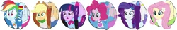 Size: 1280x220 | Tagged: safe, artist:sonicdefenders, derpibooru import, applejack, fluttershy, pinkie pie, rainbow dash, rarity, sci-twi, twilight sparkle, equestria girls, appleball, ball, female, flutterball, humane five, humane six, inanimate tf, meme, morph ball, pinkieball, rainball, rariball, simple background, transformation, twiball, white background