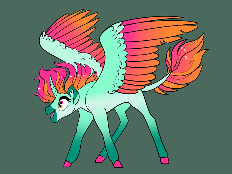 Size: 2800x2100 | Tagged: safe, artist:loryska, derpibooru import, oc, alicorn, pony, green background, male, offspring, parent:derpy hooves, parent:king sombra, simple background, solo, stallion, two toned wings, wings