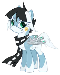 Size: 1920x2406 | Tagged: safe, artist:magicdarkart, derpibooru import, pony, amputee, artificial wings, augmented, clothes, deviantart watermark, obtrusive watermark, prosthetic limb, prosthetic wing, prosthetics, scarf, simple background, solo, transparent background, watermark, wings