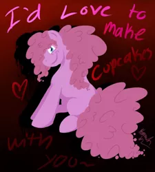 Size: 450x500 | Tagged: semi-grimdark, artist:blemy, derpibooru import, pinkie pie, earth pony, pony, fanfic:cupcakes, female, solo, valentine's day card