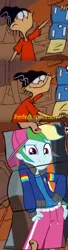 Size: 424x1566 | Tagged: safe, derpibooru import, edit, edited screencap, screencap, rainbow dash, eqg summertime shorts, equestria girls, get the show on the road, backwards ballcap, baseball cap, cap, centerfold, clothes, cropped, double d, ed edd n eddy, edd, hand on hip, hat, jacket, meme, pants, quick shot ed, rapper dash, sexy, smiling, zoomed in