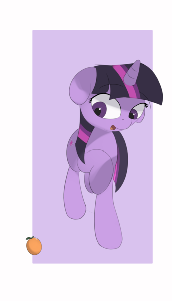 Size: 2150x3760 | Tagged: safe, artist:vultraz, derpibooru import, twilight sparkle, pony, /mlp/, drawthread, female, food, orange, raised hoof, solo