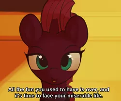 Size: 1240x1037 | Tagged: safe, artist:vultraz, derpibooru import, tempest shadow, ponified, pony, unicorn, /mlp/, anime, bust, caption, cute, dialogue, drawthread, female, image, mare, png, portrait, solo, watamote