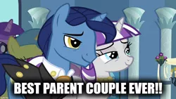 Size: 1280x720 | Tagged: a canterlot wedding, caption, derpibooru import, edit, edited screencap, female, image macro, male, night light, nightvelvet, safe, screencap, shipping, straight, text, twilight velvet