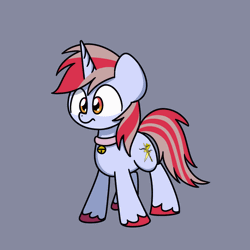 Size: 1000x1000 | Tagged: safe, artist:sugar morning, derpibooru import, oc, oc:cinnamon lightning, unofficial characters only, pony, unicorn, animated, bell, collar, commission, gif, horn, magic, magic aura, male, rubbing nose, simple background, sneezing, solo, sparking horn, sparkles, stallion, standing