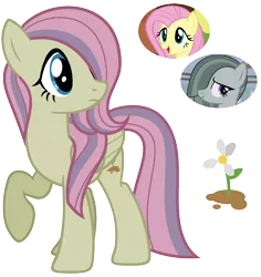 Size: 1700x1800 | Tagged: safe, artist:cherrycandi, derpibooru import, fluttershy, marble pie, oc, oc:mallow, pegasus, pony, base used, cutie mark, female, flower, fusion, fusion:marbleshy, lesbian, magical lesbian spawn, marbleshy, mare, offspring, parent:fluttershy, parent:marble pie, parents:marbleshy, raised hoof, shipping, simple background, transparent background