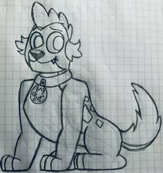 Size: 2813x2983 | Tagged: safe, artist:emmy-does-art, derpibooru import, spike, dog, equestria girls, the last problem, dogified, equestria girls interpretation, graph paper, male, monochrome, older, older spike, scene interpretation, solo, species swap, spike the dog, traditional art