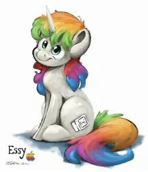 Size: 2170x2510 | Tagged: safe, artist:rigbyh00ves, derpibooru import, oc, oc:essy, ponified, unofficial characters only, object pony, original species, pony, unicorn, macintosh (computer), operating system, solo